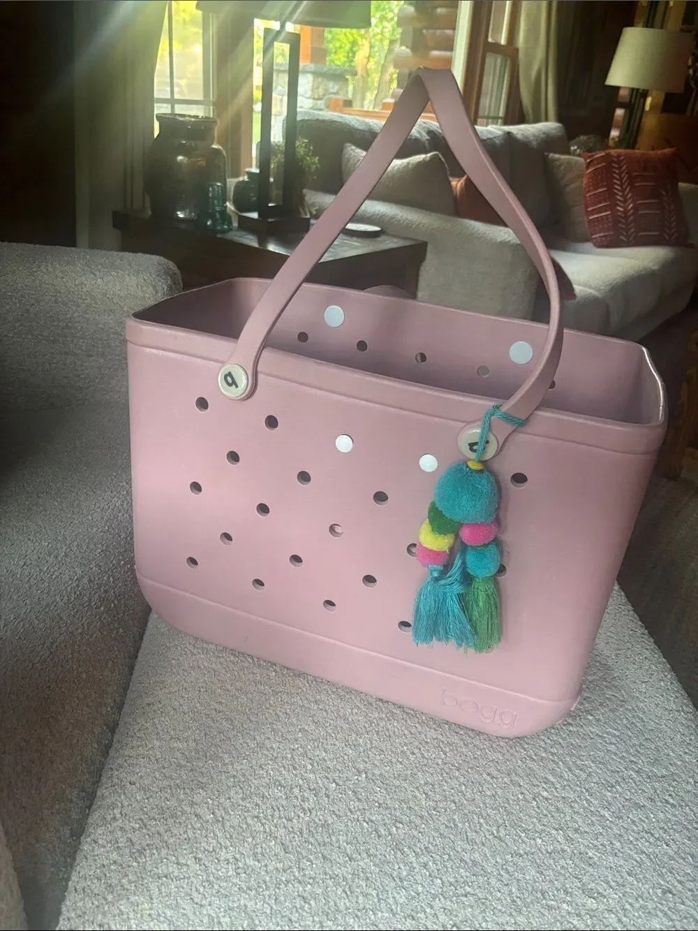 1st gen rare large Pink Everyday BOGG BAG Tote Bag with Colorful Tassel